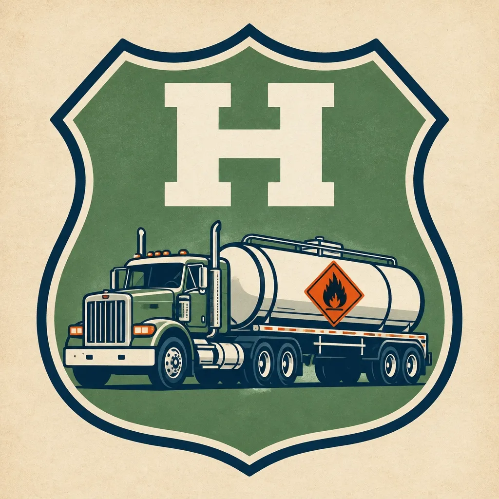 Hazmat H endorsement badge with a tanker truck